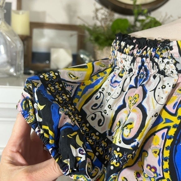 5/48 Saks 5th Avenue Off the Shoulder Mini Dress with Ornamental Designs - Picture 3 of 15